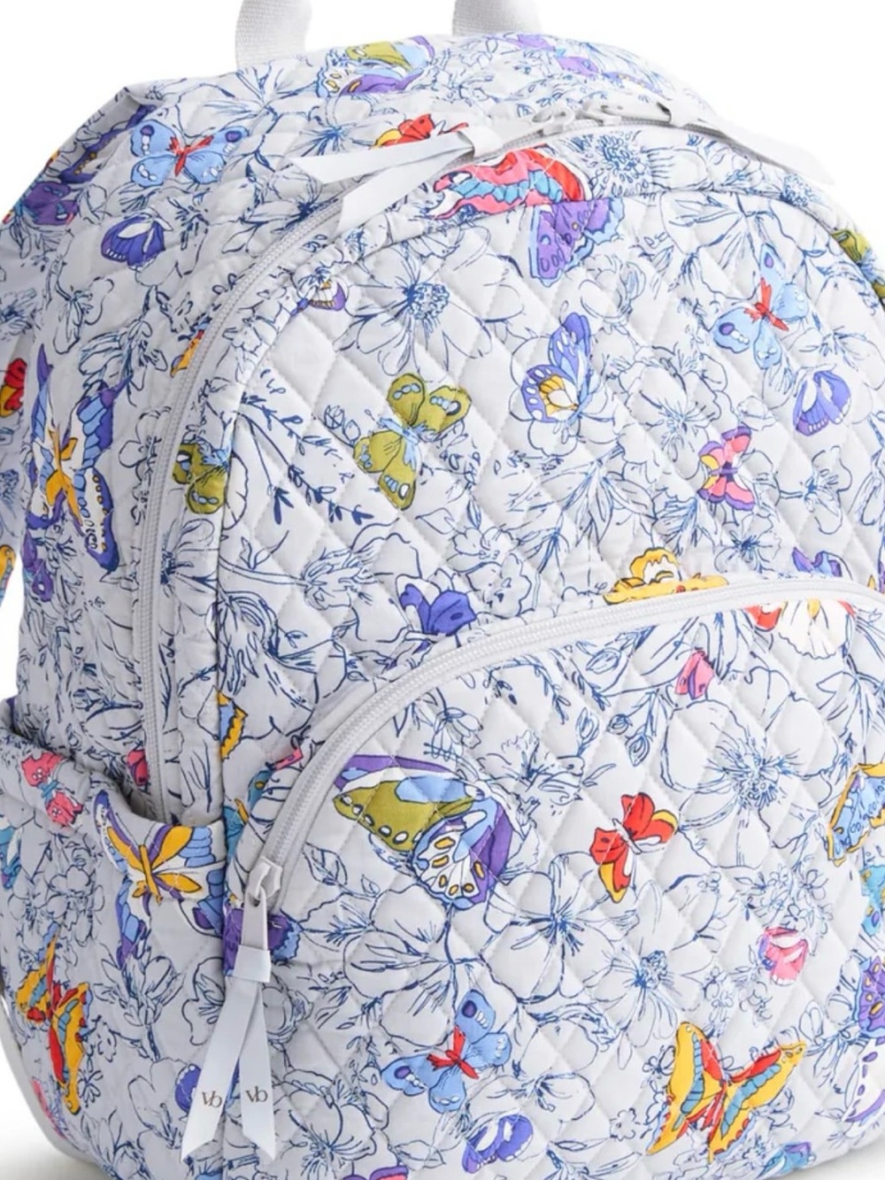 Vera Bradley Quilted Butterfly Floral Backpack - Light Blue, Yellow, Purple - Picture 3 of 6
